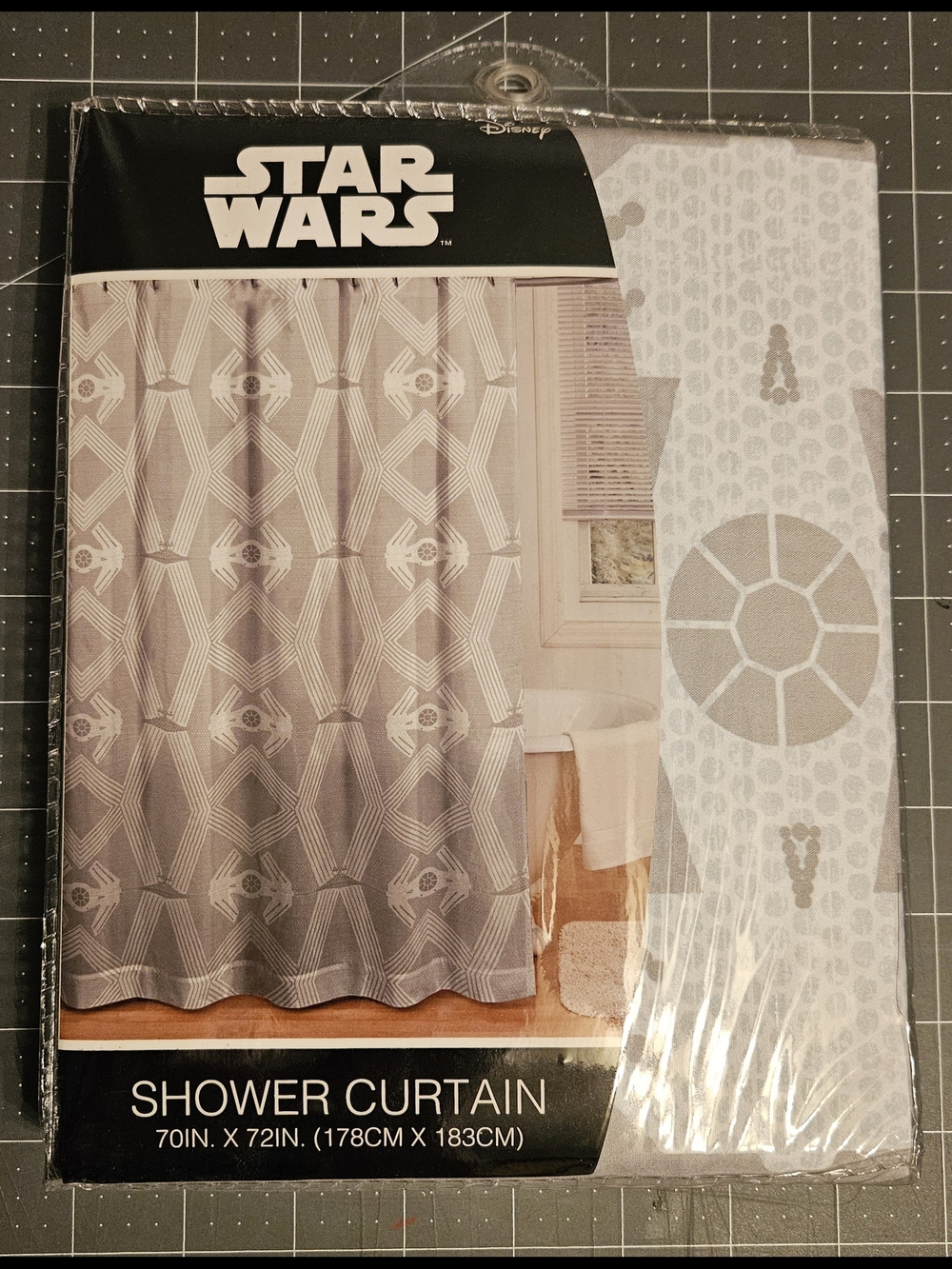 Star Wars Gray And White Geometric Starfighter/TIE Fighter Shower Curtain